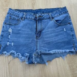Blue Denim Distressed Women's Shorts